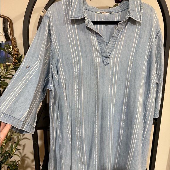 giving kale Blue Striped Women's Dress 100% cotton - Picture 4 of 6